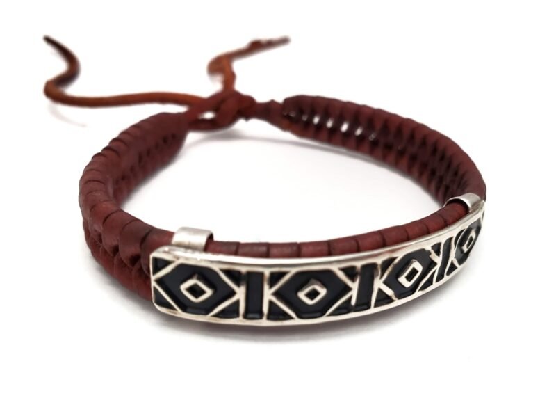 Unisex .925 Mexican Sterling Silver Bracelet with Authentic Leather - Image 4