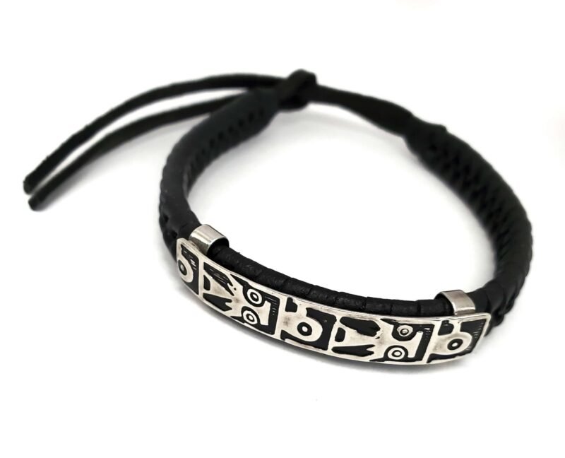 Unisex .925 Mexican Sterling Silver Bracelet with Authentic Leather - Image 3
