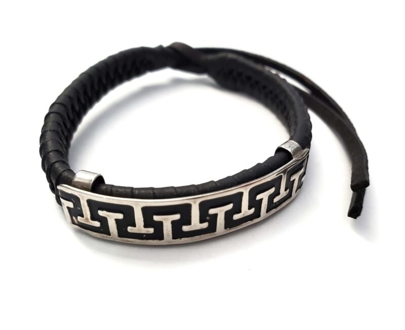 Unisex .925 Mexican Sterling Silver Bracelet with Authentic Leather - Image 2