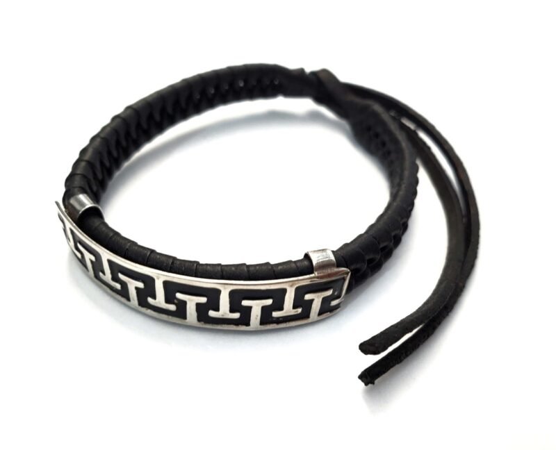 Unisex .925 Mexican Sterling Silver Bracelet with Authentic Leather - Image 4
