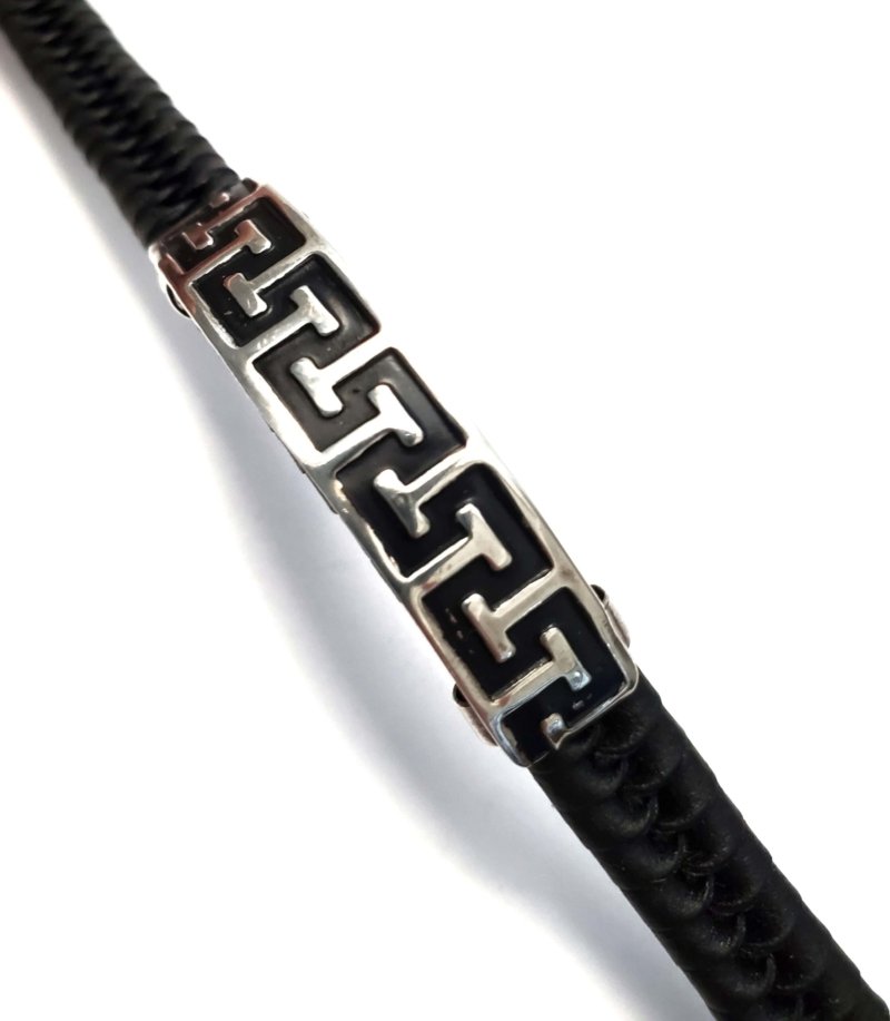 Unisex .925 Mexican Sterling Silver Bracelet with Authentic Leather - Image 3