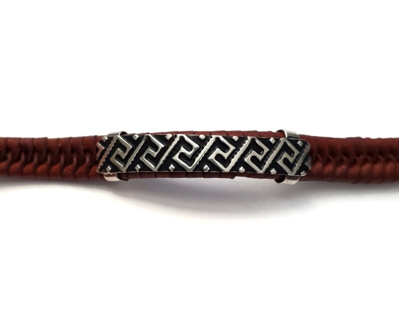 Unisex .925 Mexican Sterling Silver Bracelet with Authentic Leather - Image 2