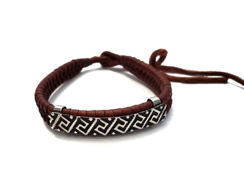 Unisex .925 Mexican Sterling Silver Bracelet with Authentic Leather - Image 4