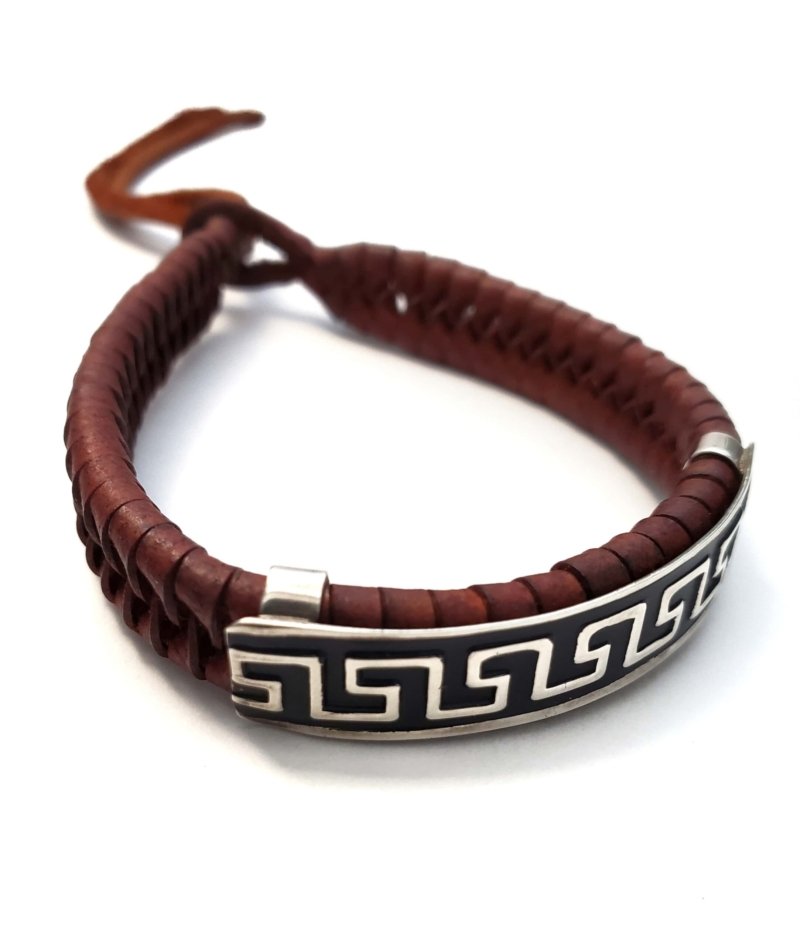 Unisex .925 Mexican Sterling Silver Bracelet with Authentic Leather - Image 3