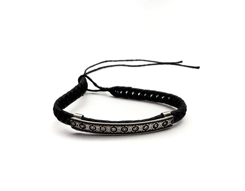 Unisex .925 Mexican Sterling Silver Bracelet with Authentic Leather - Image 2