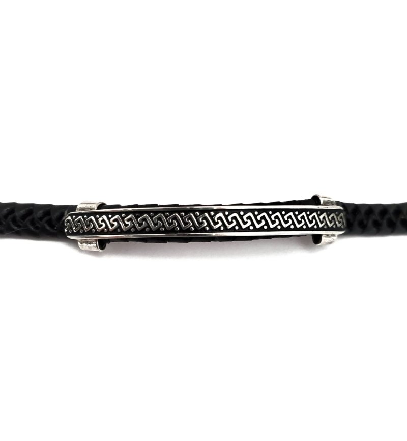 Unisex .925 Mexican Sterling Silver Bracelet with Authentic Leather - Image 2
