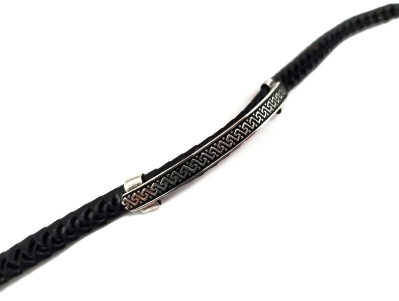 Unisex .925 Mexican Sterling Silver Bracelet with Authentic Leather - Image 3