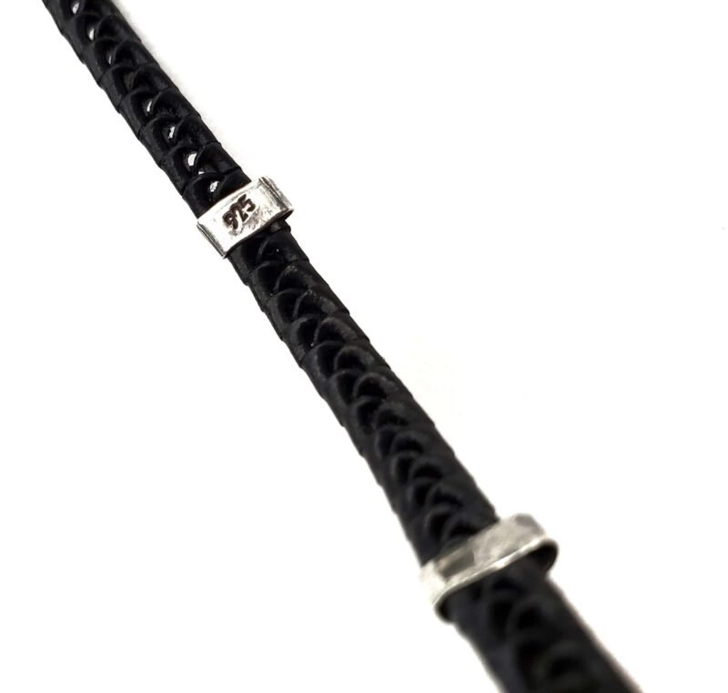 Unisex .925 Mexican Sterling Silver Bracelet with Authentic Leather - Image 4