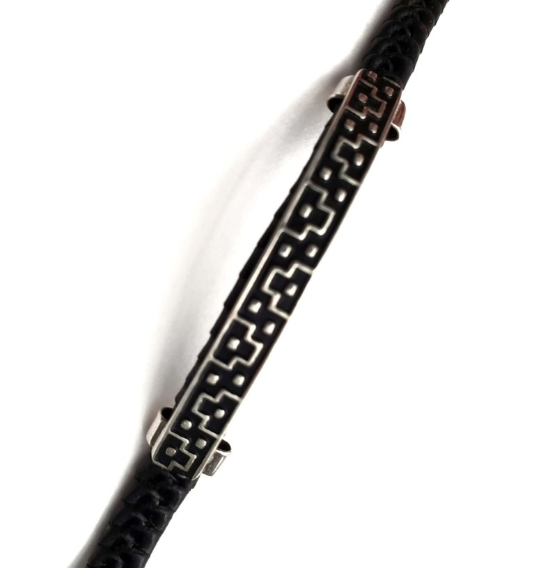 Unisex .925 Mexican Sterling Silver Bracelet with Authentic Leather - Image 5