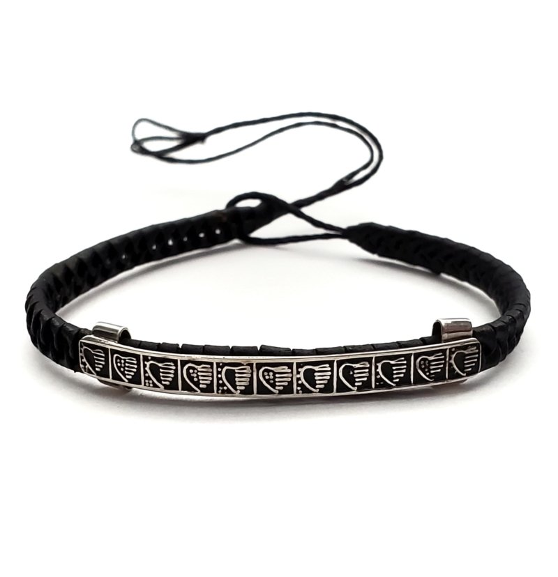 Unisex .925 Mexican Sterling Silver Bracelet with Authentic Leather - Image 2