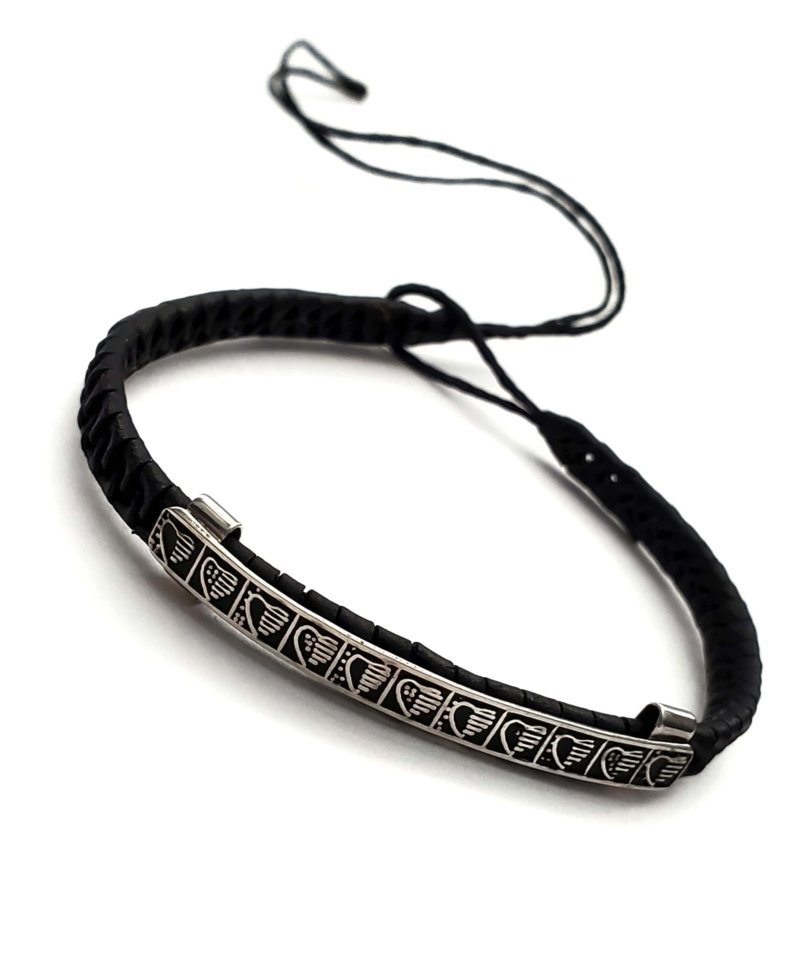Unisex .925 Mexican Sterling Silver Bracelet with Authentic Leather - Image 3
