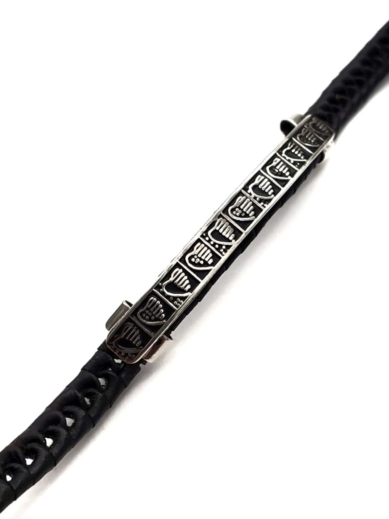 Unisex .925 Mexican Sterling Silver Bracelet with Authentic Leather - Image 6