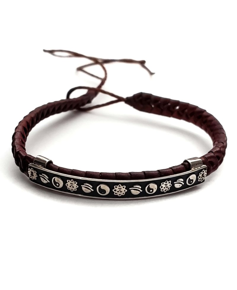 Unisex .925 Mexican Sterling Silver Bracelet with Authentic Leather - Image 3