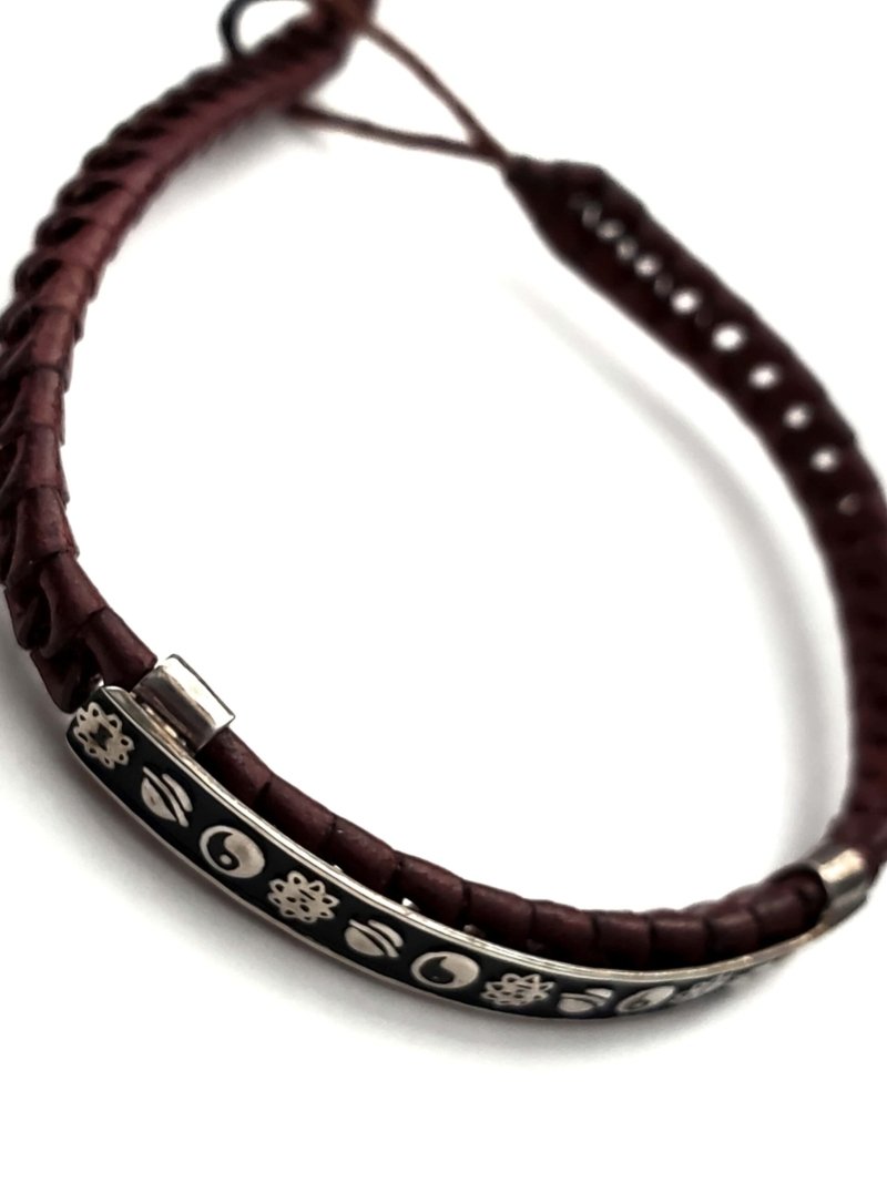 Unisex .925 Mexican Sterling Silver Bracelet with Authentic Leather - Image 4
