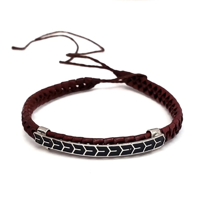 Unisex .925 Mexican Sterling Silver Bracelet with Authentic Leather - Image 5