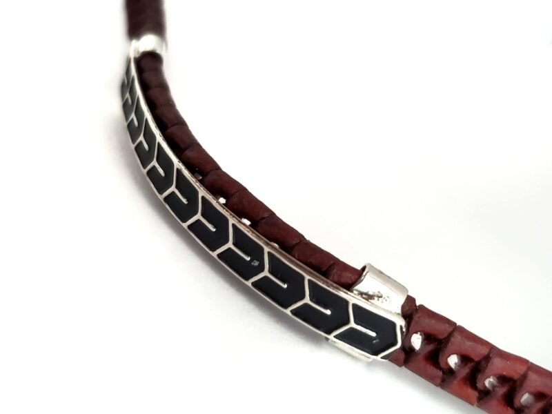 Unisex .925 Mexican Sterling Silver Bracelet with Authentic Leather - Image 3