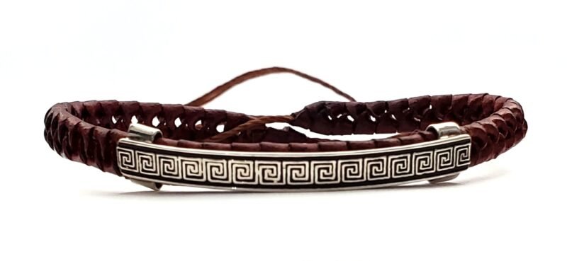 Unisex .925 Mexican Sterling Silver Bracelet with Authentic Leather - Image 2