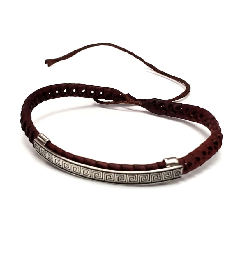 Unisex .925 Mexican Sterling Silver Bracelet with Authentic Leather - Image 3