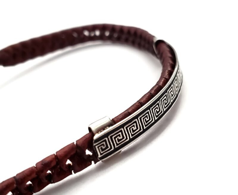 Unisex .925 Mexican Sterling Silver Bracelet with Authentic Leather - Image 4