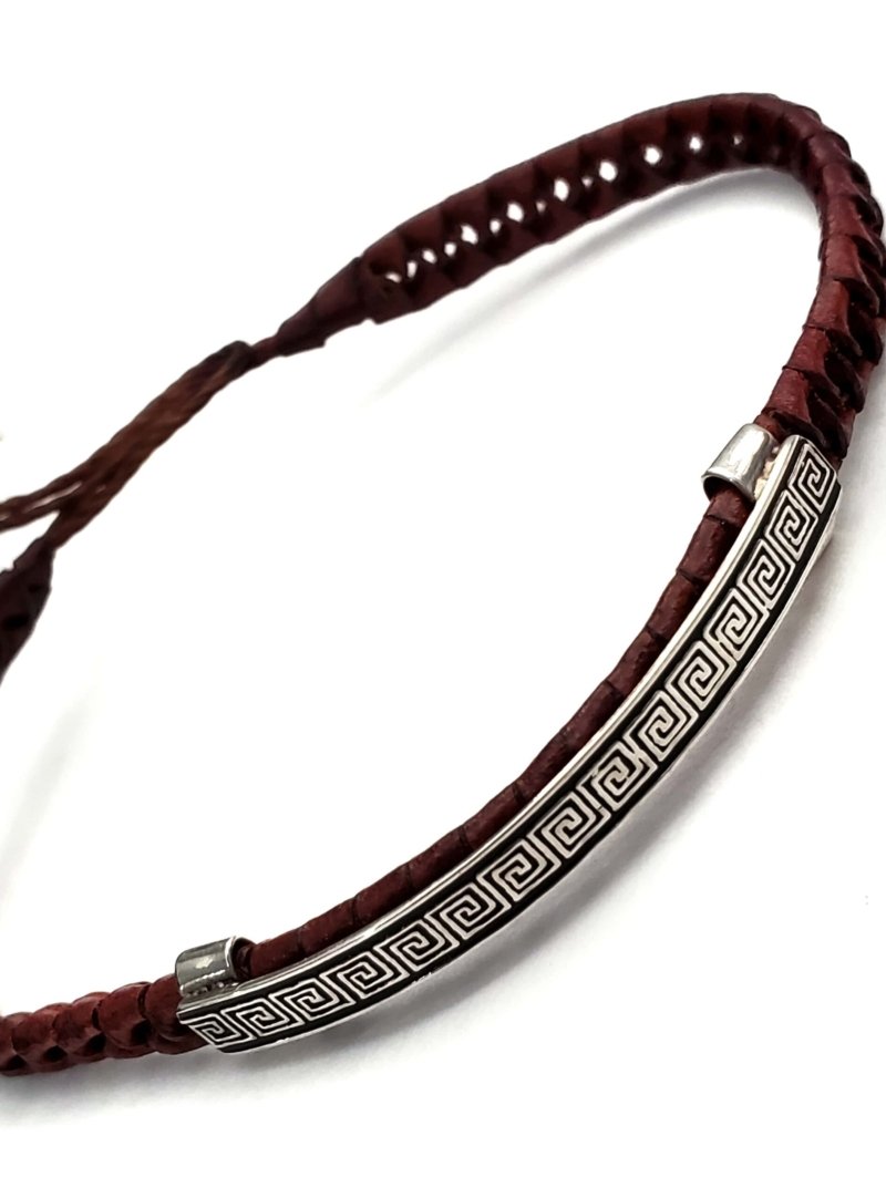 Unisex .925 Mexican Sterling Silver Bracelet with Authentic Leather - Image 5