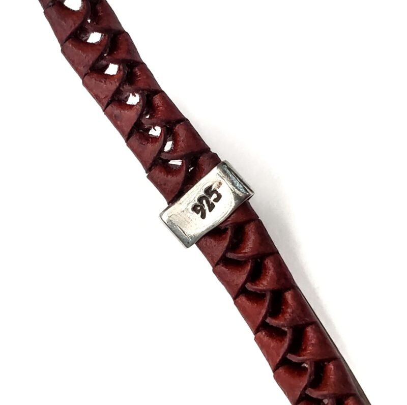 Unisex .925 Mexican Sterling Silver Bracelet with Authentic Leather - Image 6