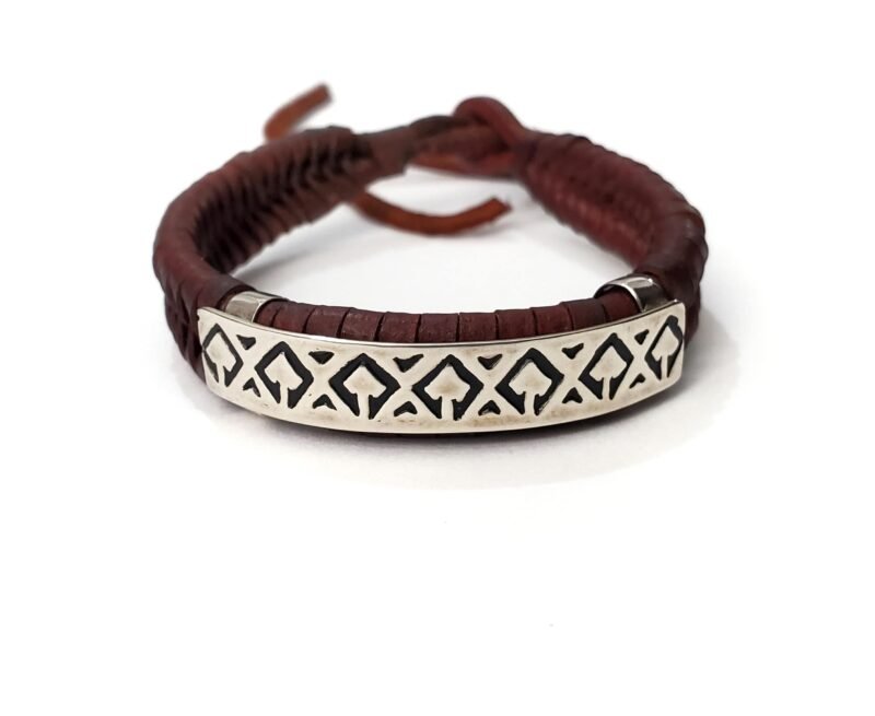 Unisex .925 Mexican Sterling Silver Bracelet with Authentic Leather - Image 4