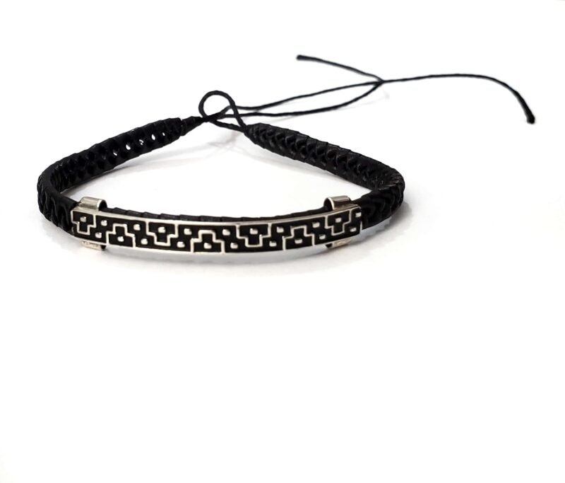 Unisex .925 Mexican Sterling Silver Bracelet with Authentic Leather - Image 3