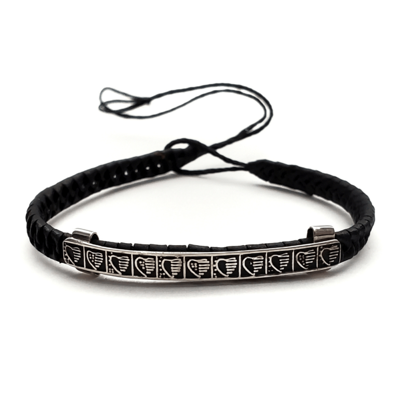 Unisex .925 Mexican Sterling Silver Bracelet with Authentic Leather