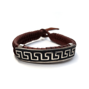 Unisex .925 Mexican Sterling Silver Bracelet with Authentic Leather
