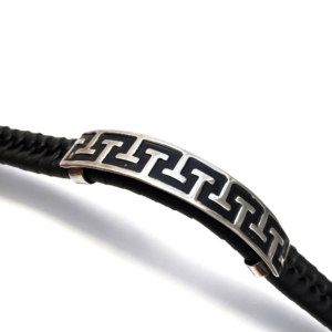 Unisex .925 Mexican Sterling Silver Bracelet with Authentic Leather