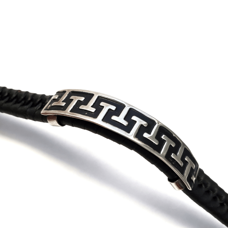 Unisex .925 Mexican Sterling Silver Bracelet with Authentic Leather