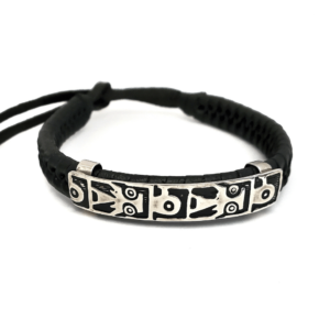 Unisex .925 Mexican Sterling Silver Bracelet with Authentic Leather
