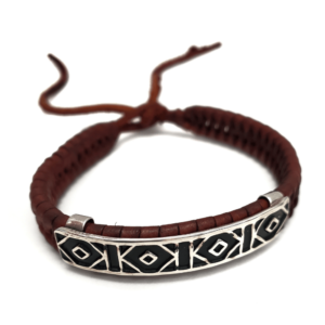 Unisex .925 Mexican Sterling Silver Bracelet with Authentic Leather