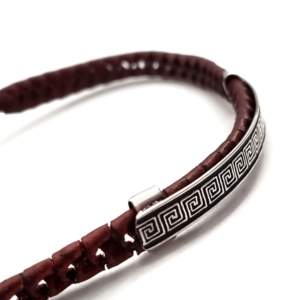 Unisex .925 Mexican Sterling Silver Bracelet with Authentic Leather