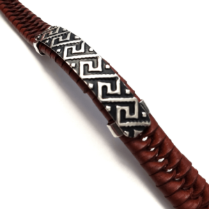 Unisex .925 Mexican Sterling Silver Bracelet with Authentic Leather