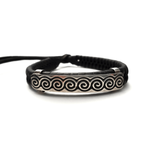 Unisex .925 Mexican Sterling Silver Bracelet with Authentic Leather