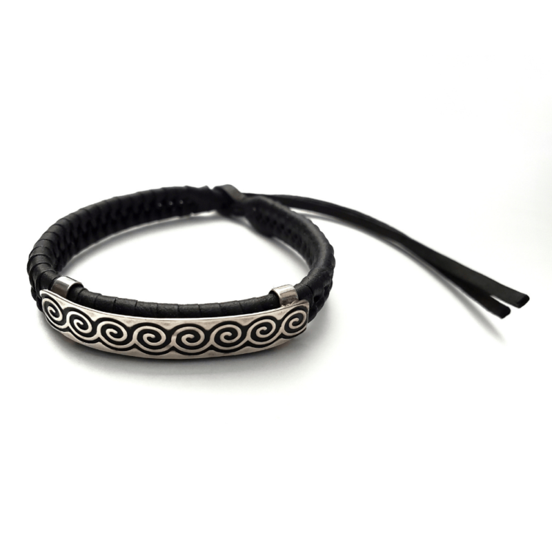 Unisex .925 Mexican Sterling Silver Bracelet with Authentic Leather - Image 4