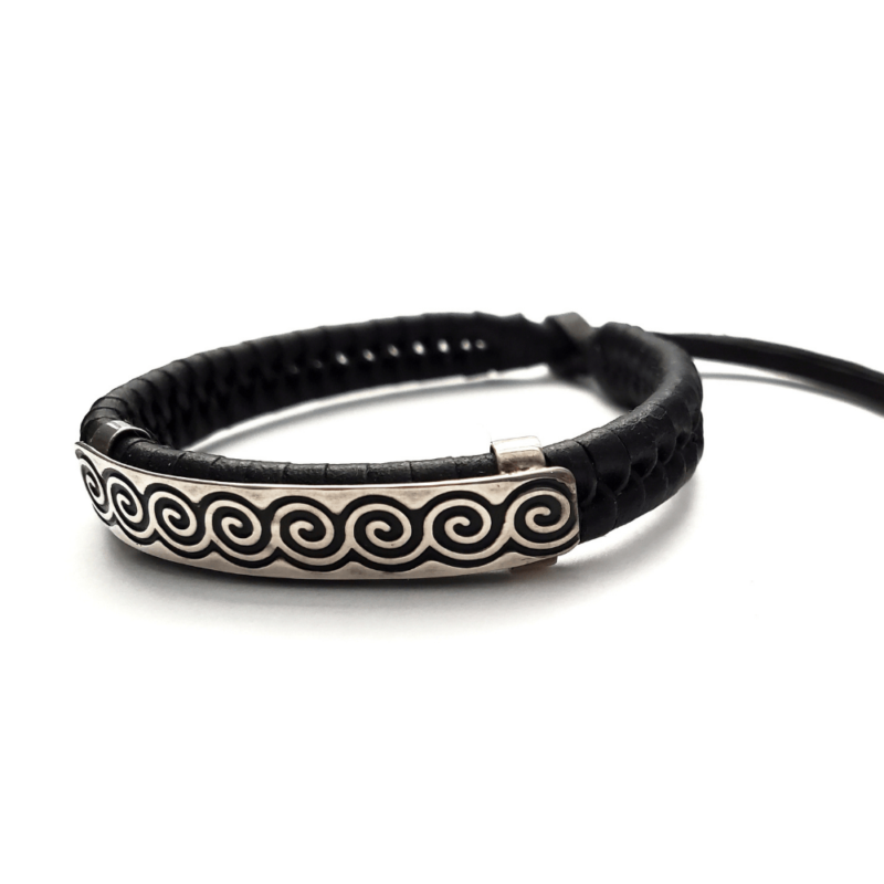 Unisex .925 Mexican Sterling Silver Bracelet with Authentic Leather - Image 3